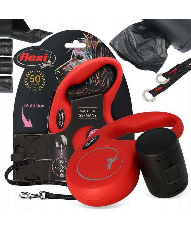 Automatinis šuns ir katės pavadėlis Flexi 8 m su Multi Box dėklu ir 80 maišelių