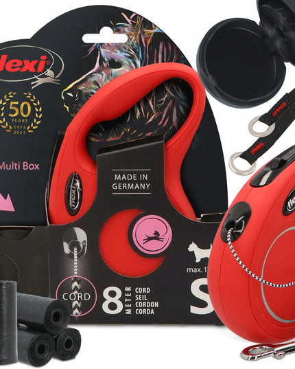 Automatinis šuns ir katės pavadėlis Flexi 8 m su Multi Box dėklu ir 80 maišelių