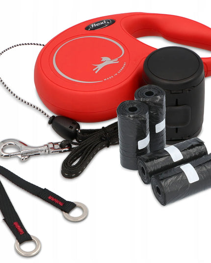 Automatinis šuns ir katės pavadėlis Flexi 8 m su Multi Box dėklu ir 80 maišelių