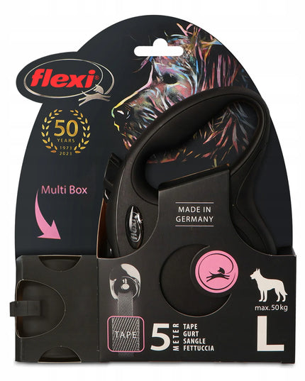 Automatinis šunų pavadėlis FLEXI 5m, 50kg, juostinis, su Multi Box dėžute