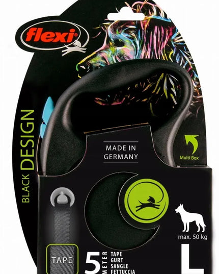 Automatinis šunų pavadėlis FLEXI Black Design L, juodas ir mėlynas, 5 m