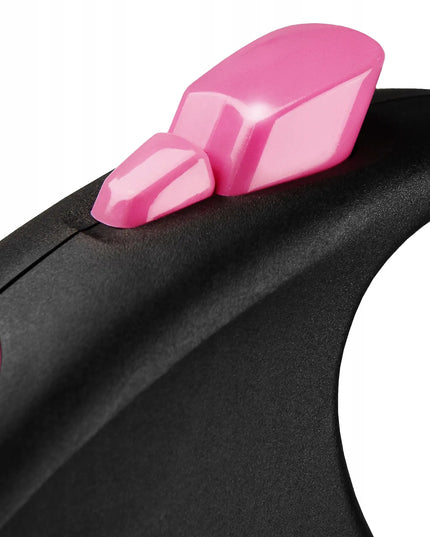 Automatinis šunų pavadėlis Flexi Black Design, virvelinis, S dydis, 5 m/12 kg, juodas su mėlynais elementais