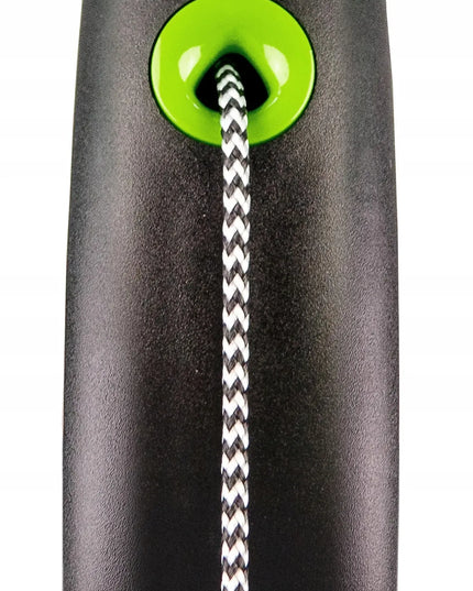 Automatinis šunų pavadėlis Flexi BLACK DESIGN virvutė, S, 5 m, juodas su žalia