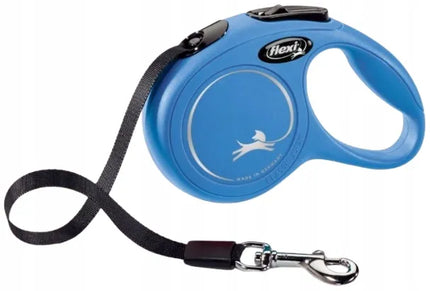 Automatinis šunų pavadėlis Flexi New Classic, juostinis, S dydis, mėlynas, 5 m