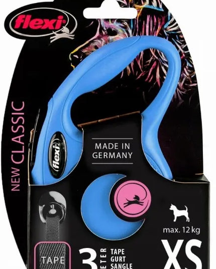 Automatinis šunų pavadėlis Flexi New Classic, juostinis XS, mėlynas, 3 m