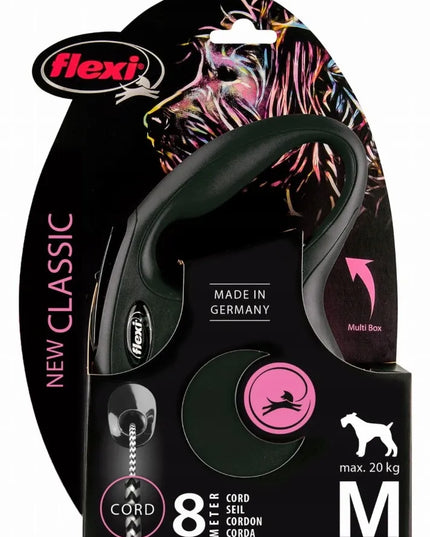 Automatinis šunų pavadėlis Flexi New Classic, lynas, M dydis, juodas, 8 m
