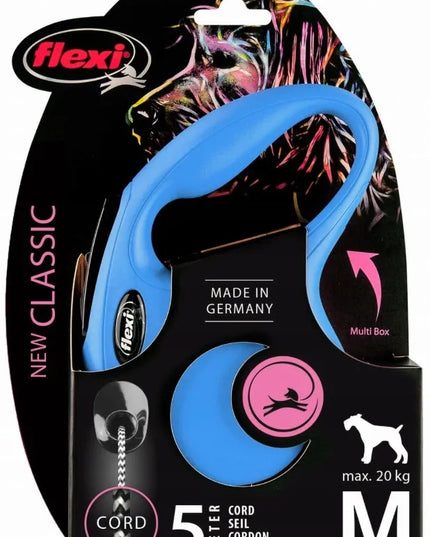 Automatinis šunų pavadėlis Flexi New Classic M, lyninis, mėlynas, 5 m