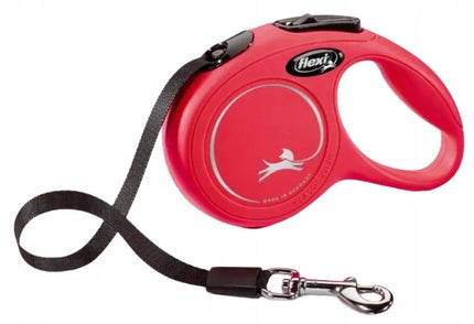 Automatinis šunų pavadėlis Flexi New Classic, S dydis, juostinis, raudonas, 5 m