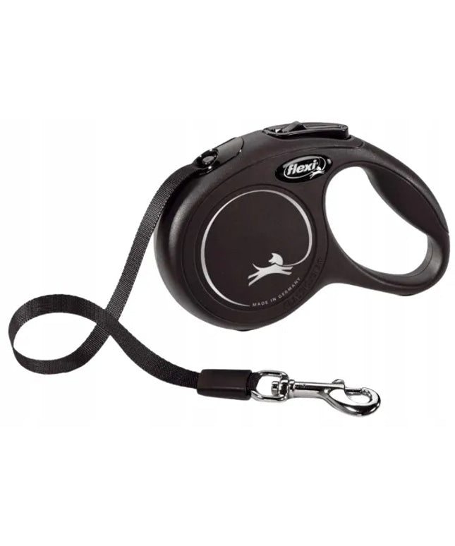 Automatinis šunų pavadėlis Flexi New Classic, S dydžio juosta, juodas, 5 m