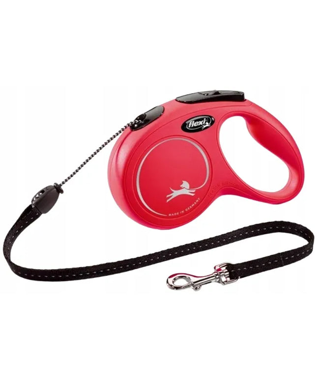 Automatinis šunų pavadėlis Flexi New Classic S dydžio, virvutė, raudonos spalvos, 8 metrų