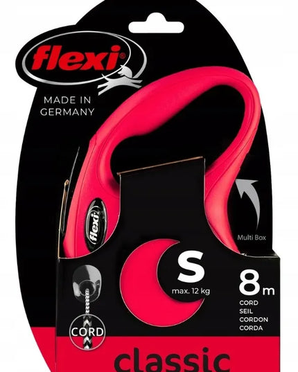 Automatinis šunų pavadėlis Flexi New Classic S dydžio, virvutė, raudonos spalvos, 8 metrų