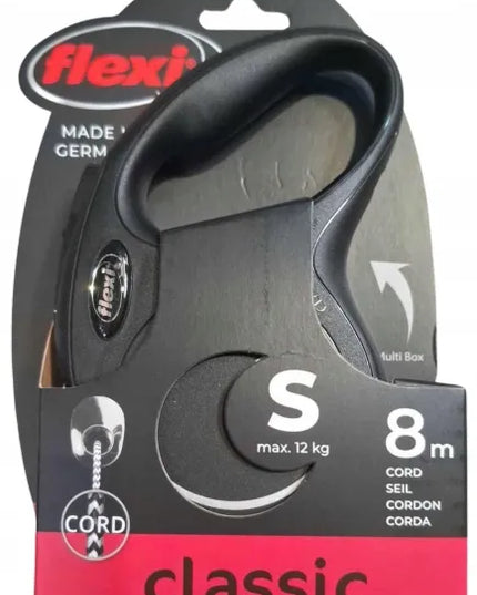 Automatinis šunų pavadėlis FLEXI New Classic S, virvutė, 8 m, juodas
