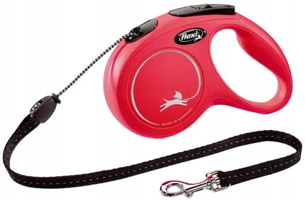Automatinis šunų pavadėlis Flexi New Classic, virvutinis, M dydžio, raudonas, 8 m