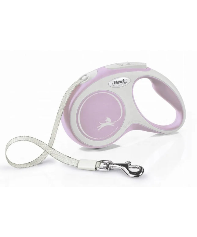 Automatinis šunų pavadėlis Flexi New Comfort, juostinis, S dydžio, rožinis, 5 m