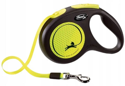 Automatinis šunų pavadėlis Flexi New Neon, juostinis, M dydis, geltonas, 5 m