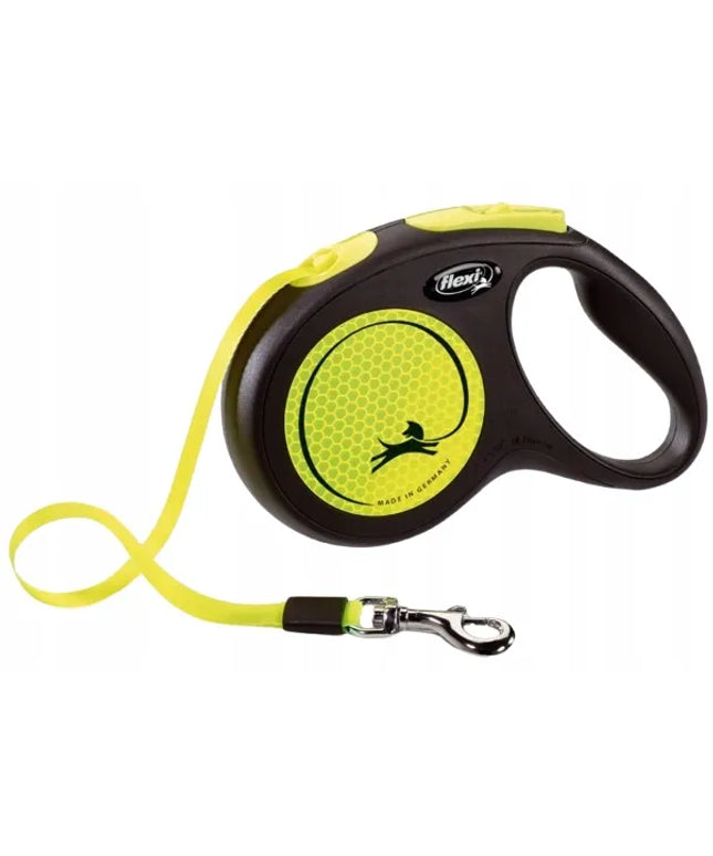 Automatinis šunų pavadėlis Flexi New Neon, juostinis, M dydis, geltonas, 5 m