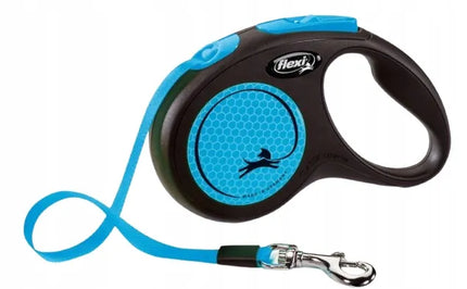 Automatinis šunų pavadėlis Flexi New Neon, juostinis, mėlynas, 5 m