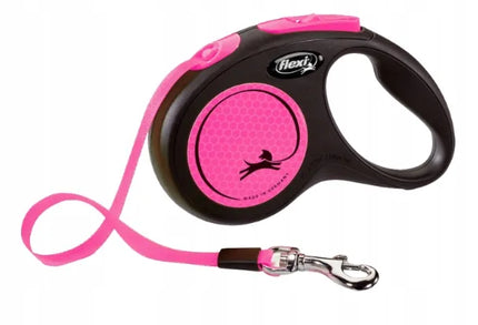 Automatinis šunų pavadėlis Flexi New Neon, juostinis, S dydis, rožinis, 5 m