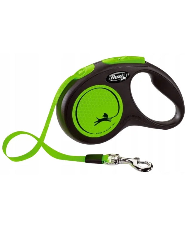 Automatinis šunų pavadėlis Flexi New Neon, S dydžio juosta, žalias, 5 m