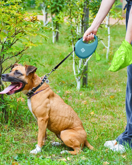 Automatinis šunų pavadėlis su maišelių dėtuve, atspindintis šviesą, dydis S, iki 12 kg
