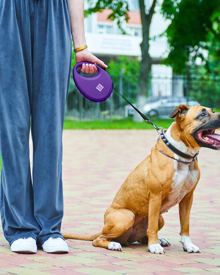 Automatinis šviesą atspindintis pavadėlis šunims su maišelių laikikliu, M dydis iki 20 kg