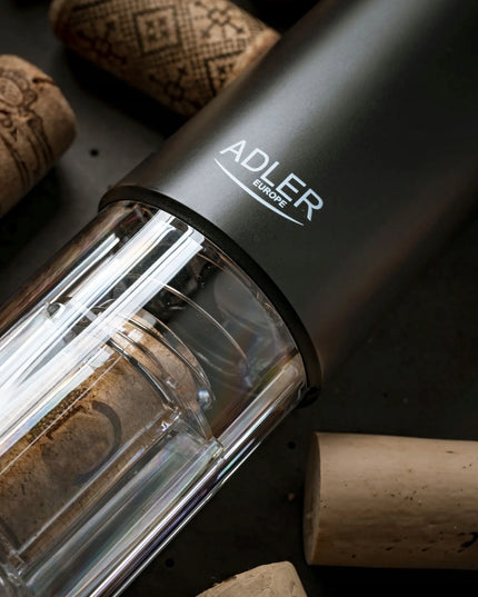 Automatinis vyno kamščiatraukis Adler elektrinis vyno atidarytuvas su LED baterijomis