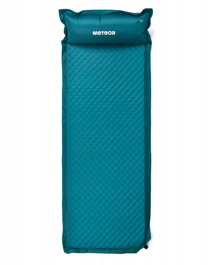 Automatiškai pripučiamas turistinis kilimėlis Meteor 188x66x3,8 cm su pagalvėle jūrinės spalvos stovyklavimui ir kelionėms