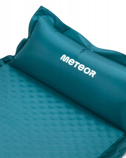 Automatiškai pripučiamas turistinis kilimėlis Meteor 188x66x3,8 cm su pagalvėle jūrinės spalvos stovyklavimui ir kelionėms