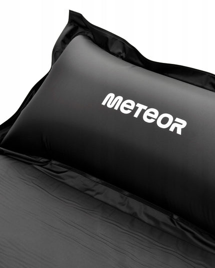 Automatiškai pripučiamas turistinis kilimėlis Meteor 200x66x3,8 cm su pagalvėle juodas stovyklavimui ir kelionėms
