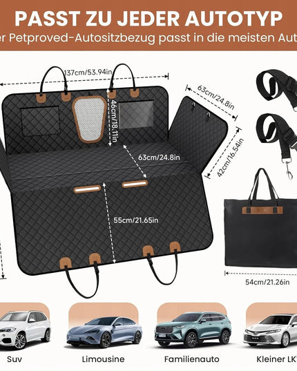 Automobilinis kilimėlis dideliam šuniui, sutvirtintas, XXL, 137x63cm + krepšys
