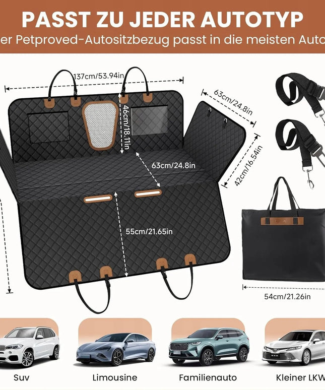 Automobilinis kilimėlis dideliam šuniui, sutvirtintas, XXL, 137x63cm + krepšys