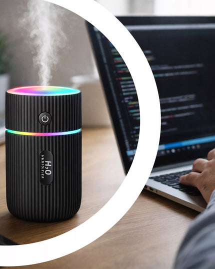 Automobilinis oro drėkintuvas, kvapų difuzorius, USB, naktinė RGB lemputė