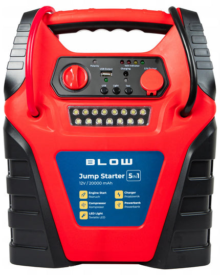 Automobilinis paleidiklis (Jump Starter) su kompresoriumi ir Powerbank 5-in-1, 12V 20000mAh, BLOW