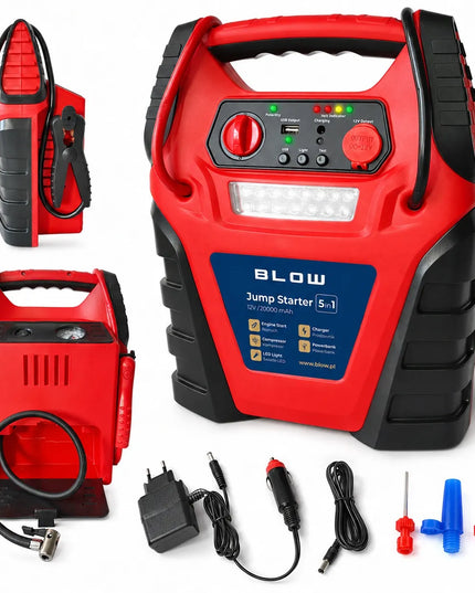 Automobilinis paleidiklis (Jump Starter) su kompresoriumi ir Powerbank 5-in-1, 12V 20000mAh, BLOW