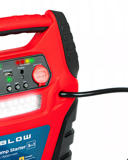 Automobilinis paleidiklis (Jump Starter) su kompresoriumi ir Powerbank 5-in-1, 12V 20000mAh, BLOW