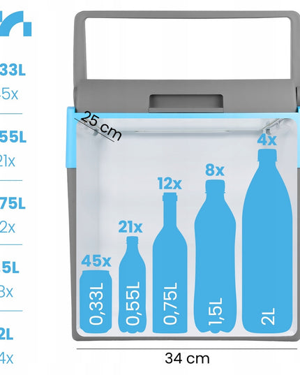 Nešiojamas automobilinis šaldytuvas-šildytuvas 30L Maltec – 12V/230V, vėsina ir šildo, idealiai kelionėms, stovyklavimui, automobiliui