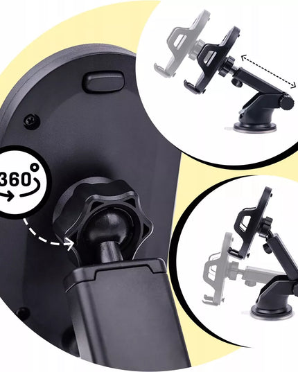 Automobilinis telefono laikiklis Hello Case ant priekinio stiklo, prietaisų skydelio ar grotelių + 3in1 USB laidas