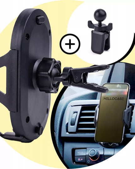 Automobilinis telefono laikiklis Hello Case ant priekinio stiklo, prietaisų skydelio ar grotelių + 3in1 USB laidas