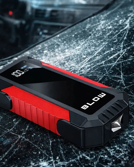Automobilinis užvediklis BLOW JS-12 Jump Starter 1000A 12000mAh su powerbanku ir avariniu plaktuku