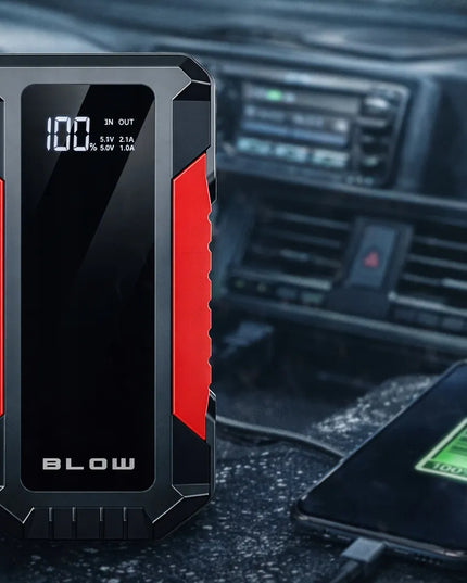 Automobilinis užvediklis BLOW JS-12 Jump Starter 1000A 12000mAh su powerbanku ir avariniu plaktuku