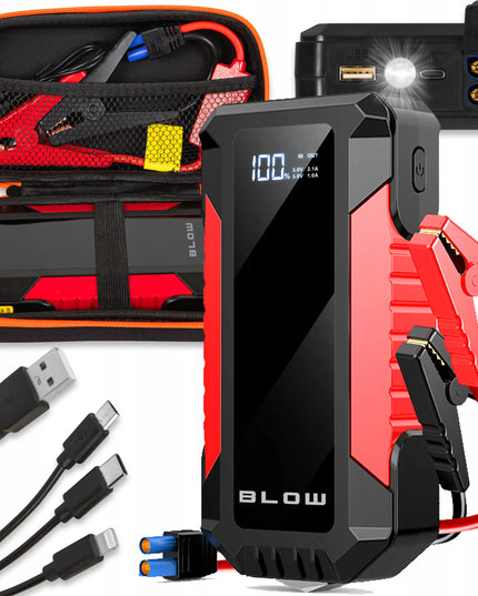 Automobilinis užvediklis BLOW JS-12 Jump Starter 1000A 12000mAh su powerbanku ir avariniu plaktuku