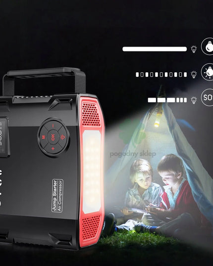 Automobilinis užvedimo įrenginys 5in1 su kompresoriumi, jump starter ir 2000A powerbank