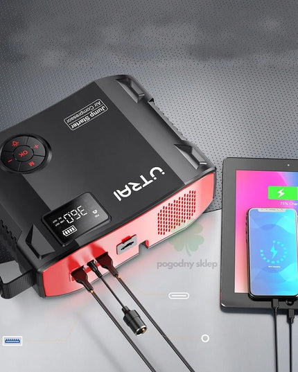 Automobilinis užvedimo įrenginys 5in1 su kompresoriumi, jump starter ir 2000A powerbank