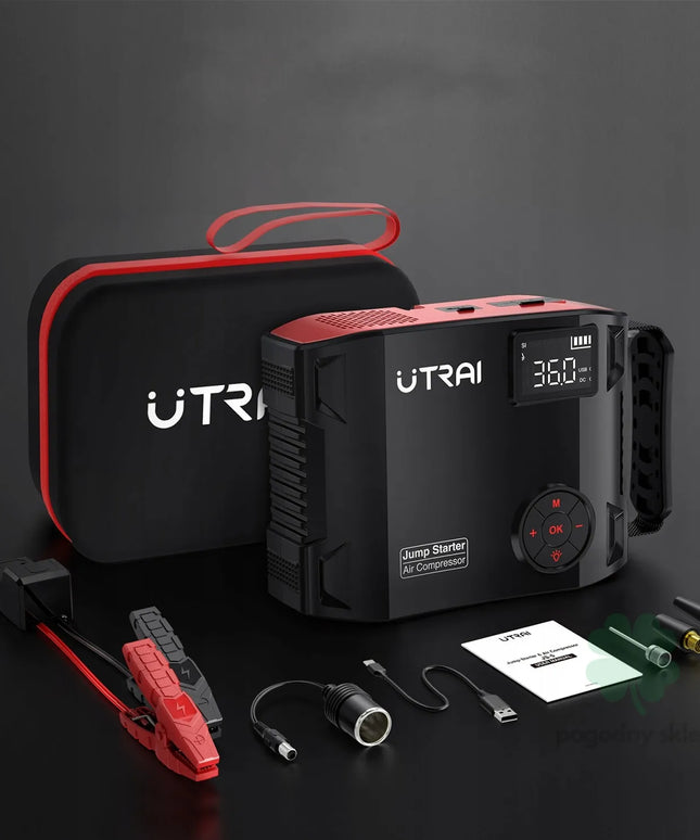 Automobilinis užvedimo įrenginys 5in1 su kompresoriumi, jump starter ir 2000A powerbank