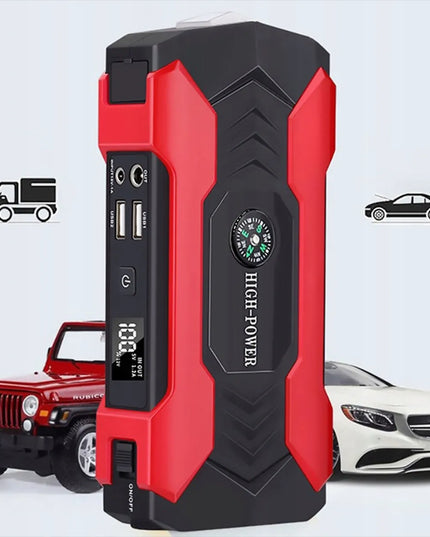 Automobilinis užvedimo įrenginys Jump Starter Powerbank Booster su gnybtais ir žibintuvėliu