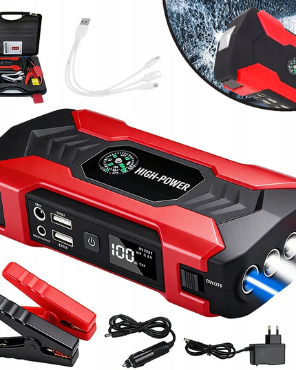 Automobilinis užvedimo įrenginys Jump Starter Powerbank Booster su gnybtais ir žibintuvėliu
