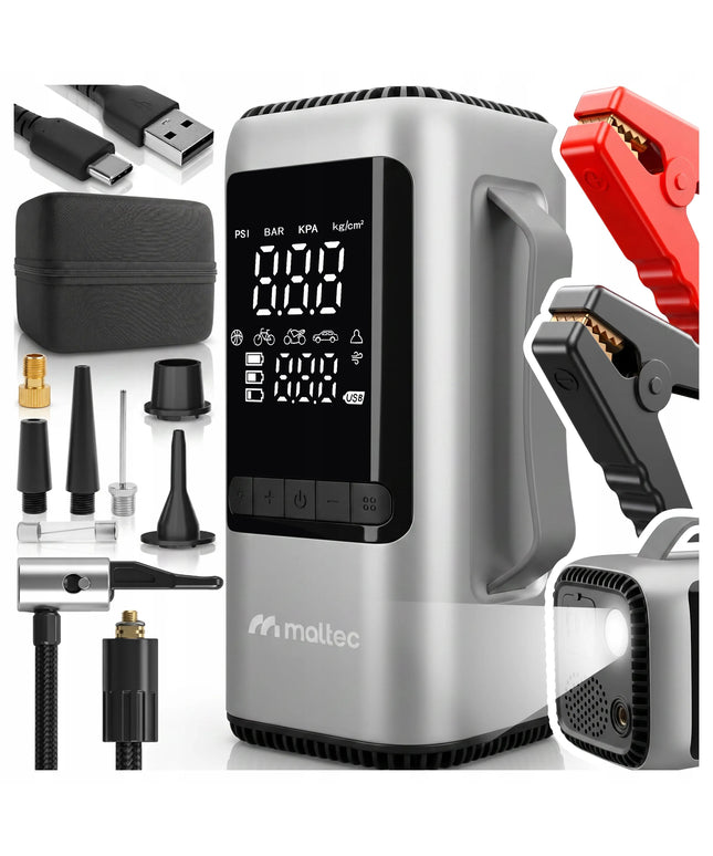 Automobilinis užvedimo įrenginys Maltec STARTO150, 1000A booster, kompresorius, powerbank, su dėklu