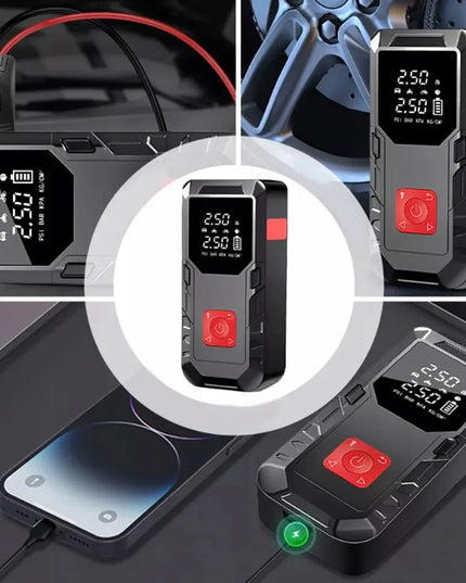 Automobilinis užvedimo įrenginys powerbank išmanus oro kompresorius žibintuvėlis