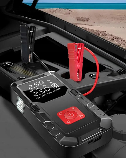 Automobilinis užvedimo įrenginys powerbank išmanus oro kompresorius žibintuvėlis