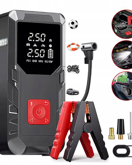 Automobilinis užvedimo įrenginys powerbank išmanus oro kompresorius žibintuvėlis